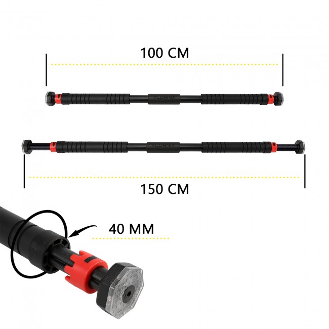 Турнік розсувний Cornix 100-150 см XR-0282 Black/Red