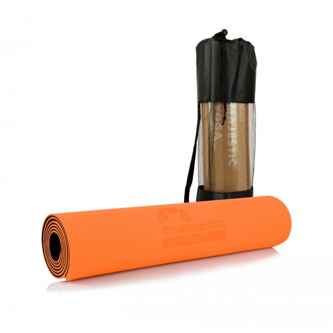 Килимок для йоги спортивний Majestic Sport TPE 6 мм GVT5010/O Orange/Black Килимок для йоги спортивний Majestic Sport TPE 6 мм GVT5010/O Orange/Black