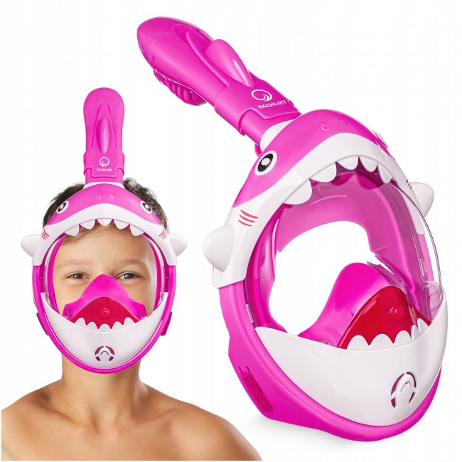 Маска для снорклінгу TSUNAMI Shark повнолицева, дитяча Pink (P-5905973405430)