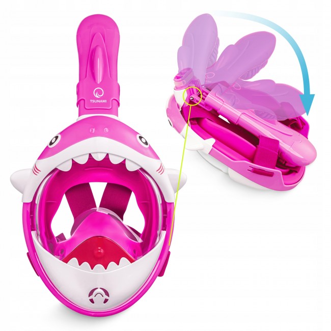 Маска для снорклінгу TSUNAMI Shark повнолицева, дитяча Pink (P-5905973405430)