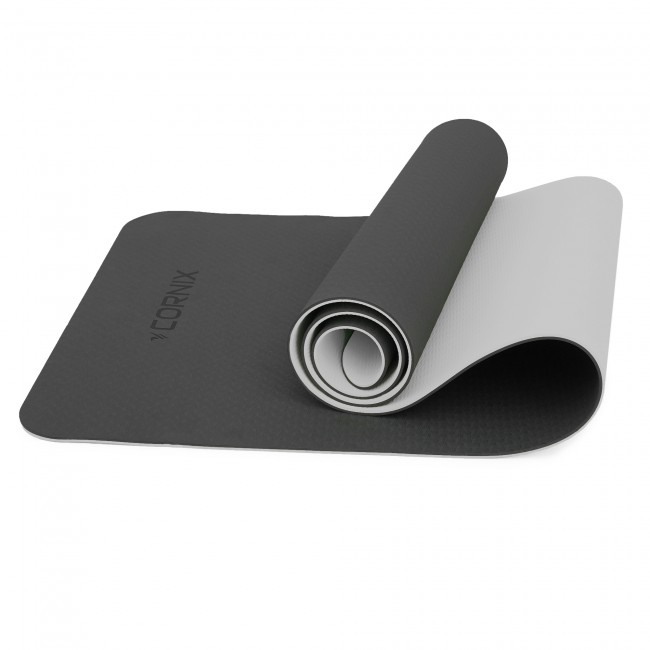 Коврик спортивный Cornix TPE 183 x 61 x 0.6 cм для йоги и фитнеса XR-0349 Black/Grey