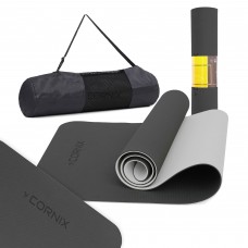 Коврик спортивный Cornix TPE 183 x 61 x 0.6 cм для йоги и фитнеса XR-0349 Black/Grey