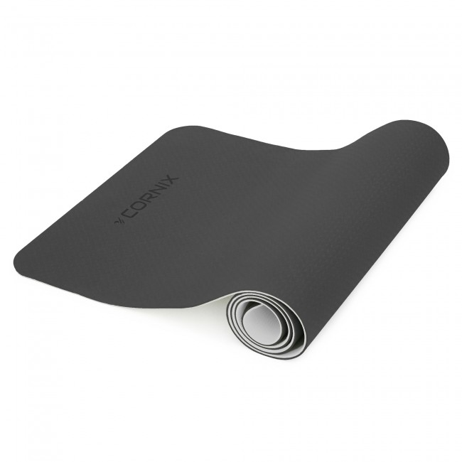 Коврик спортивный Cornix TPE 183 x 61 x 0.6 cм для йоги и фитнеса XR-0349 Black/Grey