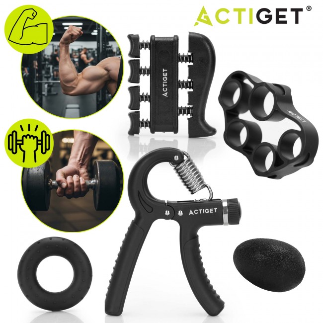 Набор эспандеров Actiget для тренировок запястья и пальцев 5 в 1 ACT0055 Black