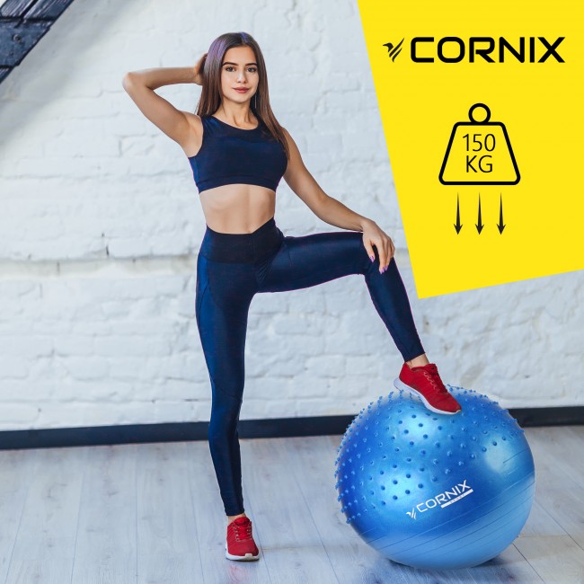 Мяч для фитнеса (фитбол) Cornix 65 см полумассажный Anti-Burst XR-0475 Blue