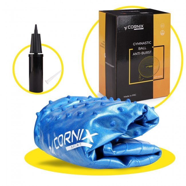 Мяч для фитнеса (фитбол) Cornix 65 см полумассажный Anti-Burst XR-0475 Blue