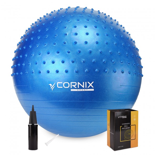Мяч для фитнеса (фитбол) Cornix 65 см полумассажный Anti-Burst XR-0475 Blue