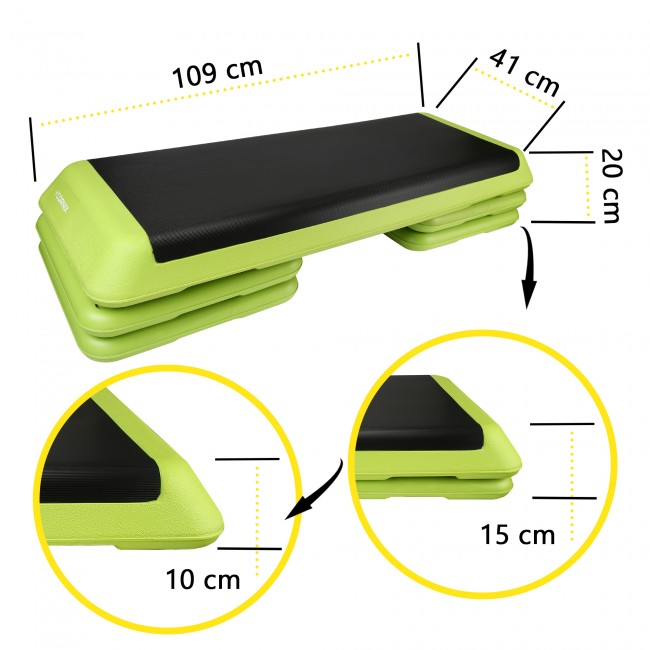 Степ-платформа 3-ступінчаста Cornix Pro 109 х 41 х 10-20 см XR-0401 Green/Black