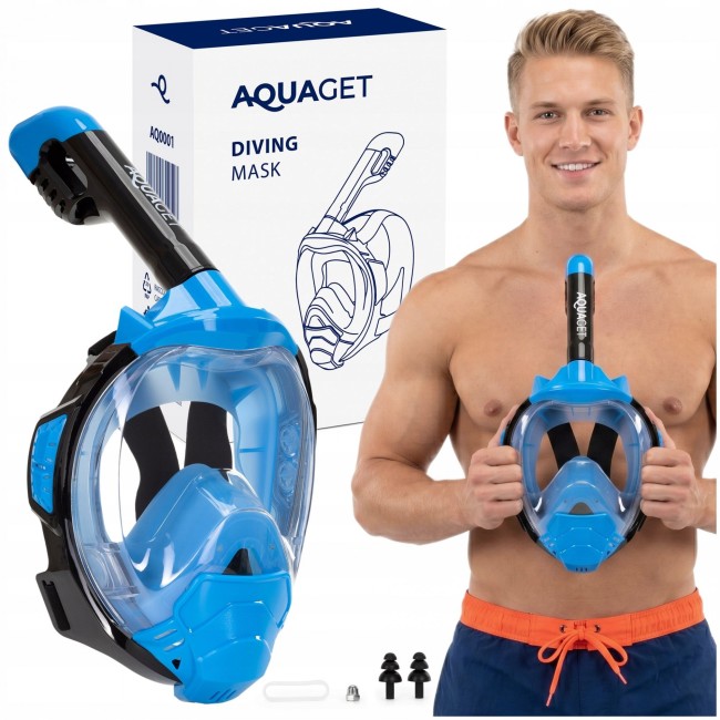 Маска для сноркелинга Aquaget полнолицевая Size L/XL AQ0001 Blue/Black