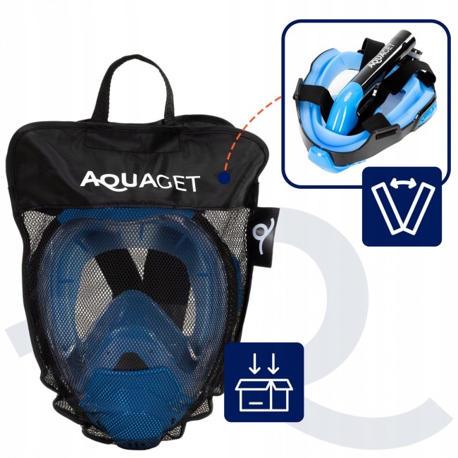 Маска для сноркелинга Aquaget полнолицевая Size L/XL AQ0001 Blue/Black