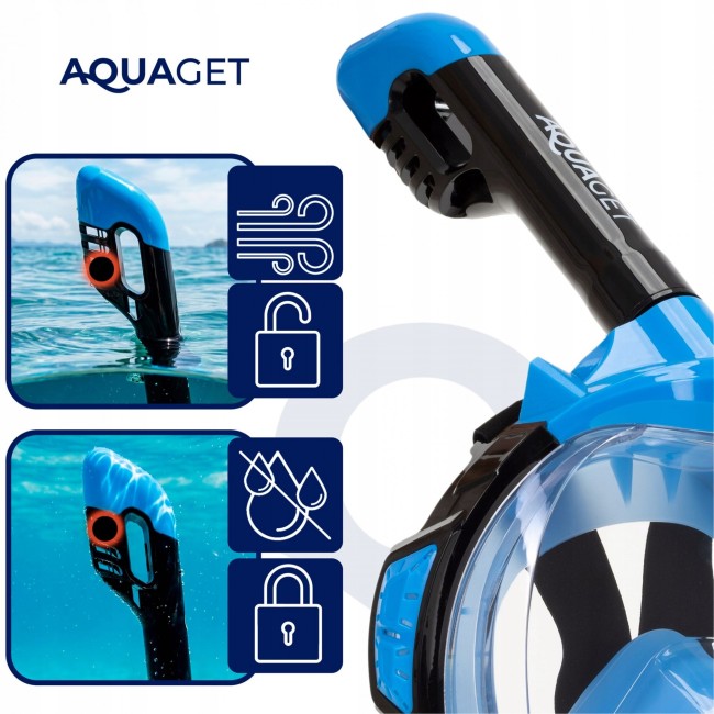 Маска для сноркелинга Aquaget полнолицевая Size L/XL AQ0001 Blue/Black
