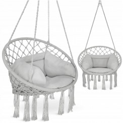 Крісло-гойдалка 4FIZJO Boho Dream 80 см з подушкою, підвісне, плетене Grey (P-5905973404532)