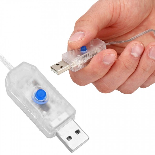 Гирлянда водопад (штора) Springos 2 x 2 м 200 LED Pilot USB CL4021 Cold White