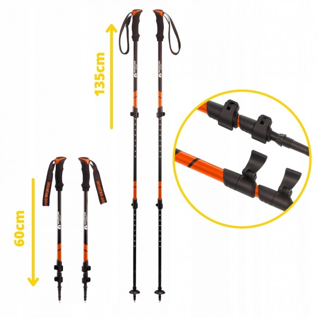 Трекінгові палиці Mountain Goat Peak+ 60-135 см Black/Orange (P-5907739318275)