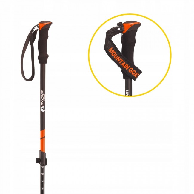Трекінгові палиці Mountain Goat Peak+ 60-135 см Black/Orange (P-5907739318275)