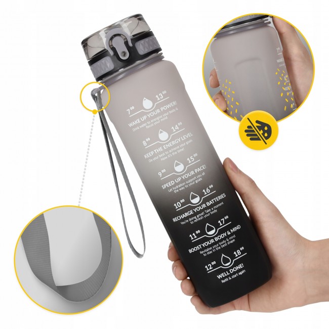 Пляшка для води спортивна 4FIZJO 1000 мл Grey/Black (P-5905973400756)