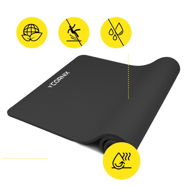 Коврик спортивный Cornix NBR XL 190 x 100 x 1.5 cм для йоги и фитнеса XR-0498 Black