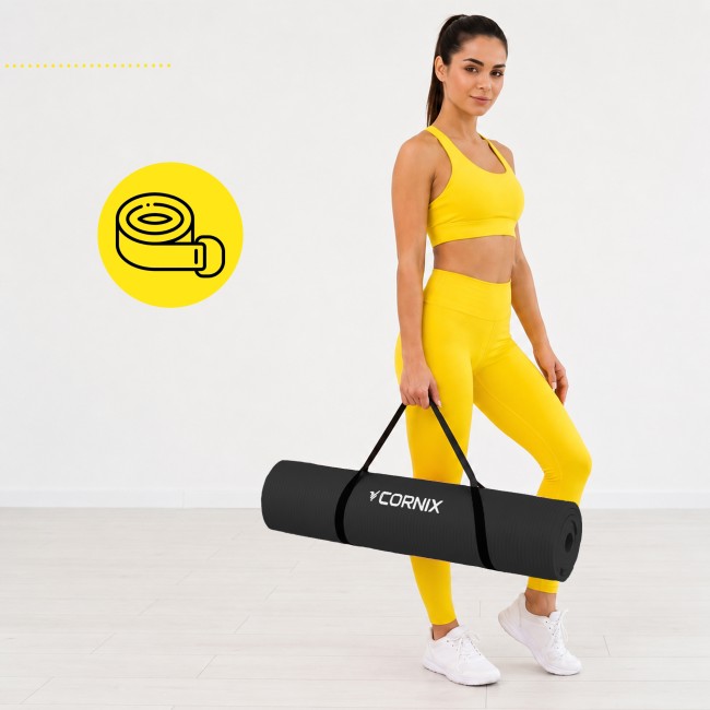 Коврик спортивный Cornix NBR XL 190 x 100 x 1.5 cм для йоги и фитнеса XR-0498 Black