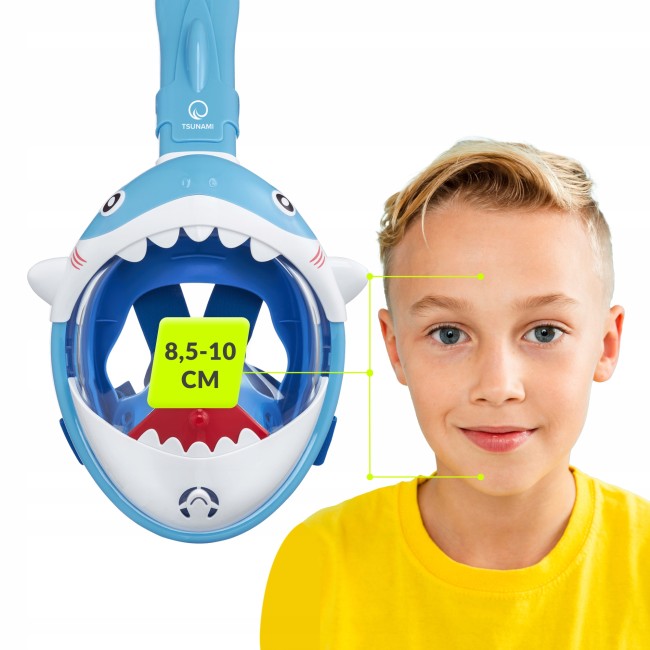 Маска для снорклинга TSUNAMI Shark полнолицевая, детская Sky Blue (P-5907739318237)