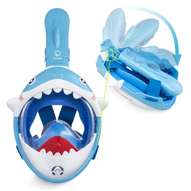 Маска для снорклинга TSUNAMI Shark полнолицевая, детская Sky Blue (P-5907739318237)