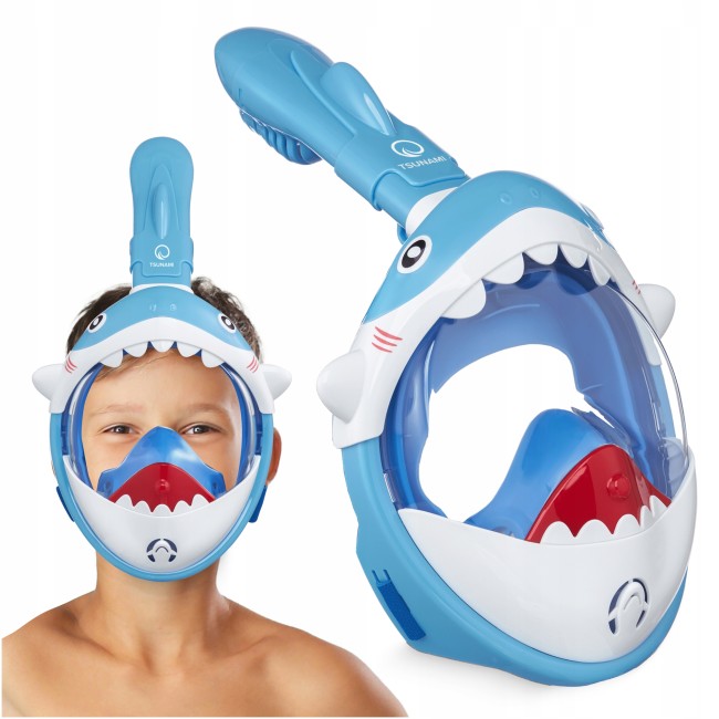 Маска для снорклинга TSUNAMI Shark полнолицевая, детская Sky Blue (P-5907739318237)