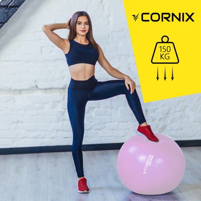 Мяч для фитнеса (фитбол) Cornix 55 см Anti-Burst XR-0361 Light Pink