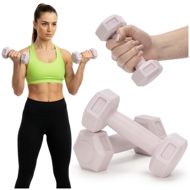 Гантелі для фітнесу Actiget Hex 2 x 0.5 кг ACT0155 Light Pink