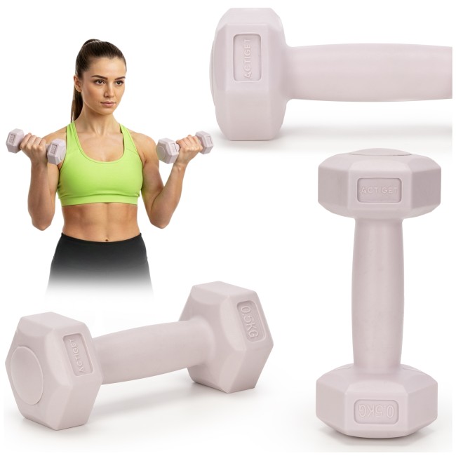 Гантелі для фітнесу Actiget Hex 2 x 0.5 кг ACT0155 Light Pink