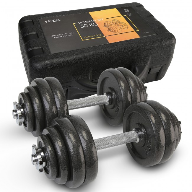 Гантели металлические Cornix 2 x 15 кг наборные, в кейсе XR-0442 Black