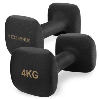 Гантелі для фітнесу вінілові Cornix Square 2 x 4 кг XR-0409 Black