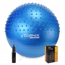 М'яч для фітнесу (фітбол) Cornix 55 см напівмасажний Anti-Burst XR-0459 Blue