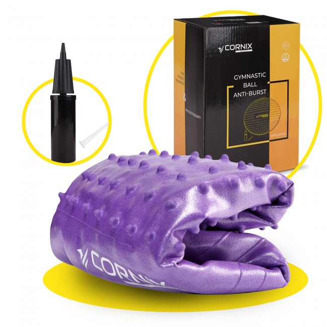 Мяч для фитнеса (фитбол) Cornix 65 см полумассажный Anti-Burst XR-0476 Violet