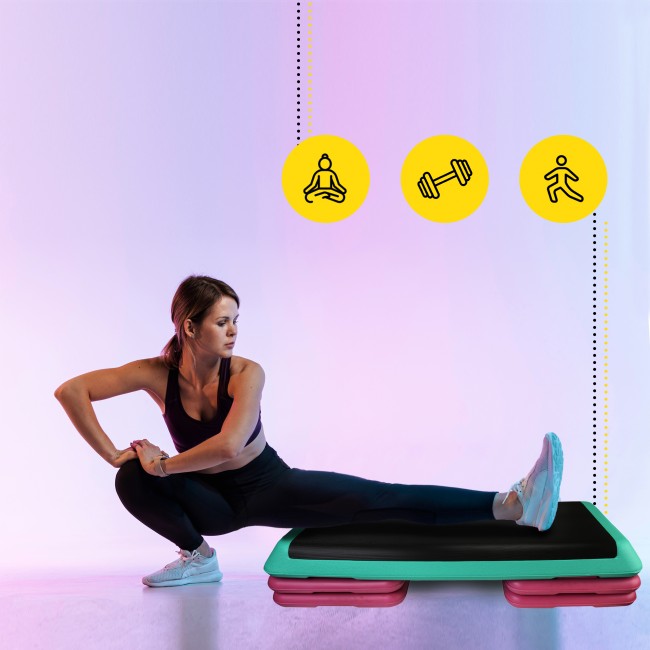 Степ-платформа 3-ступінчаста Cornix Pro 109 х 41 х 10-20 см XR-0402 Violet/Turquoise/Black