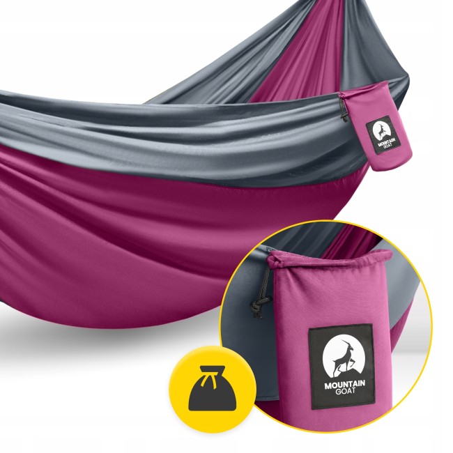 Туристичний гамак Mountain Goat 300 x 200 см двомісний, підвісний Pink/Grey (P-5905973408004)