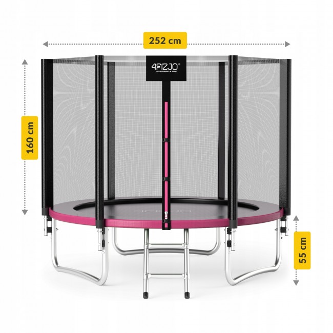 Батут із внутрішньою сіткою 4FIZJO Classic 8FT 252 см Black/Pink (P-5907739314536)