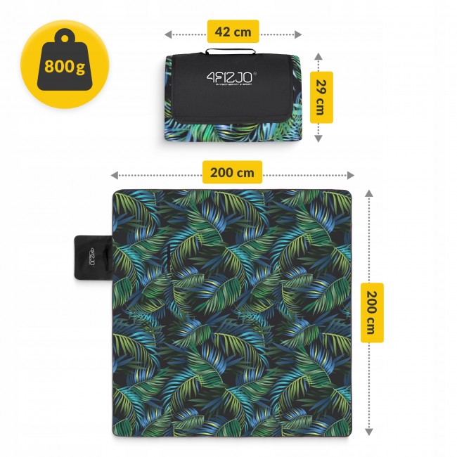 Килимок для пікніка та кемпінгу 4FIZJO 200 x 200 см складаний (P-5905973405690)