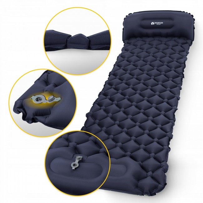 Коврик (каримат) надувной Mountain Goat 190 x 58 x 5 см со встроенным насосом Navy Blue (P-5905973400916)