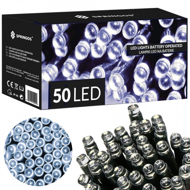 Гирлянда на батарейках Springos 5 м 50 LED CL4028 Cold White