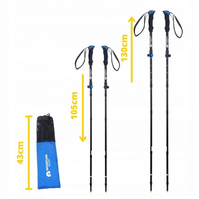 Трекінгові палиці Mountain Goat Pro+ 43-130 см Black/Blue (P-5907739318244)