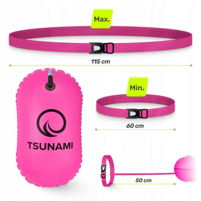 Буй для плавання TSUNAMI Basic надувний Pink (P-5907739314079)