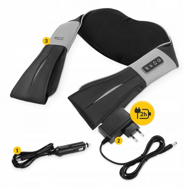 Накидка-массажер 4FIZJO Shiatsu Ultra+ для шеи и спины, аккумуляторный Black/Grey (P-5907739319098)