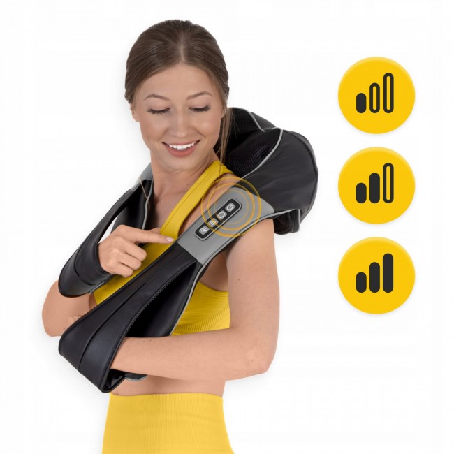 Накидка-массажер 4FIZJO Shiatsu Ultra+ для шеи и спины, аккумуляторный Black/Grey (P-5907739319098)