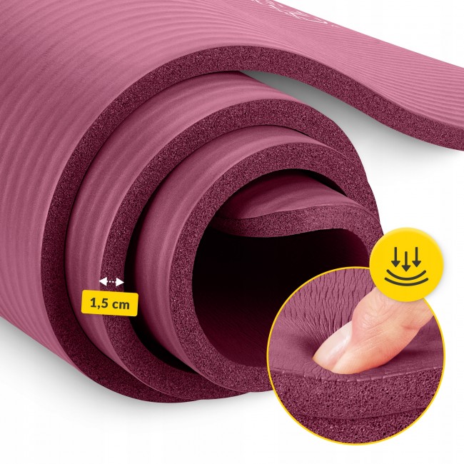 Килимок (мат) спортивний 4FIZJO NBR 180 x 60 x 1.5 см для йоги та фітнесу Burgundy (P-5905973406710)