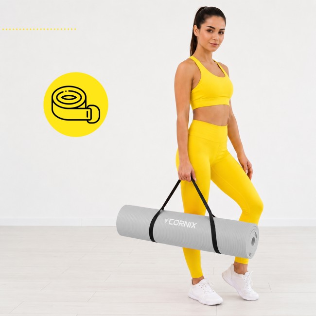 Коврик спортивный Cornix NBR XL 190 x 100 x 1.5 cм для йоги и фитнеса XR-0499 Grey