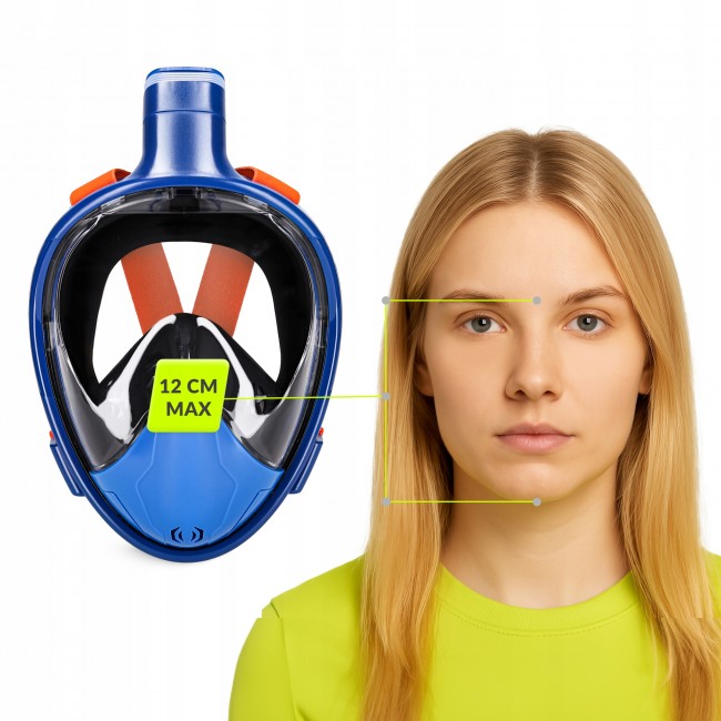 Маска для снорклінгу TSUNAMI повнолицьова, зі складною трубкою Size S/M Blue (P-5905973405454)