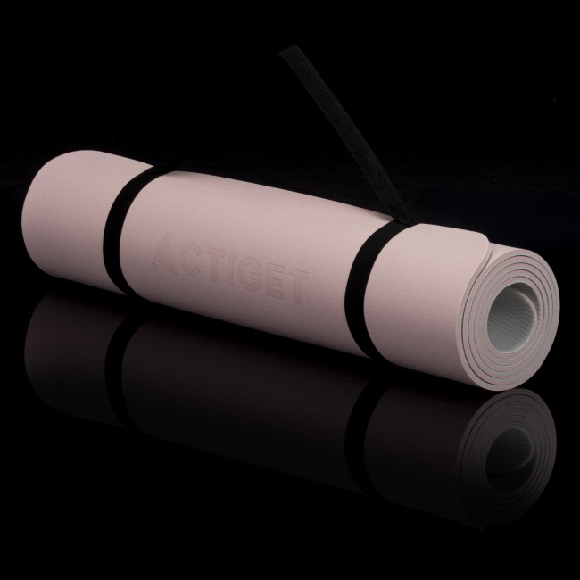 Коврик спортивный Actiget TPE 183 x 61 x 0.6 см для йоги и фитнеса ACT0023 Pink/Grey