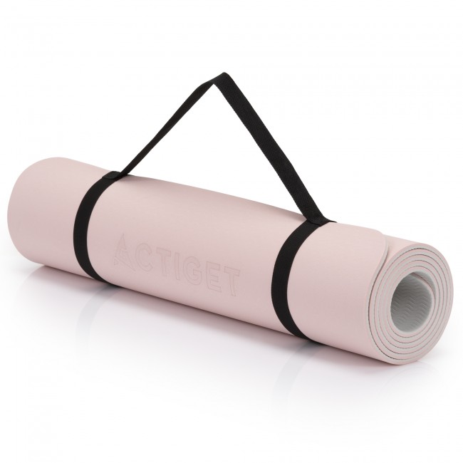 Коврик спортивный Actiget TPE 183 x 61 x 0.6 см для йоги и фитнеса ACT0023 Pink/Grey