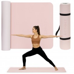 Килимок спортивний Actiget TPE 183 x 61 x 0.6 см для йоги та фітнесу ACT0023 Pink/Grey