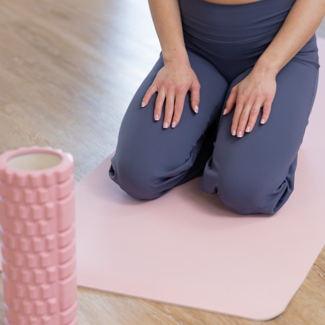 Коврик спортивный Actiget TPE 183 x 61 x 0.6 см для йоги и фитнеса ACT0023 Pink/Grey