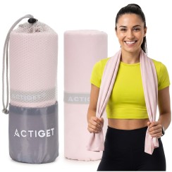 Спортивний рушник Actiget 180 x 100 см з мікрофібри ACT0198 Light Pink